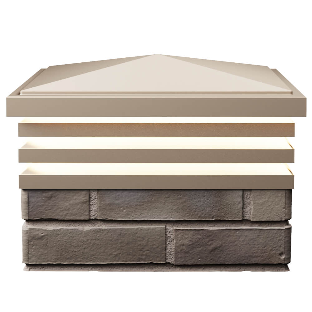 Колпак Zking Бона ХайТек Бежевый на столб 1.5х1.5 кирпича (385х385мм) с подсветкой в Феодосии фото