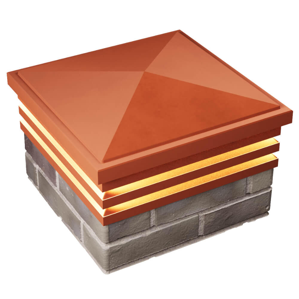 Колпак Zking Бона ХайТек Красный на столб 1.5х1.5 кирпича (385х385мм) с подсветкой в Феодосии фото