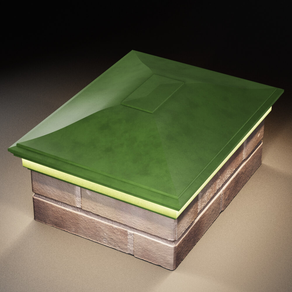 Колпак Zking Монблан Зеленый на столб 2х1.5 кирпича (515х385мм) c подсветкой в Феодосии фото