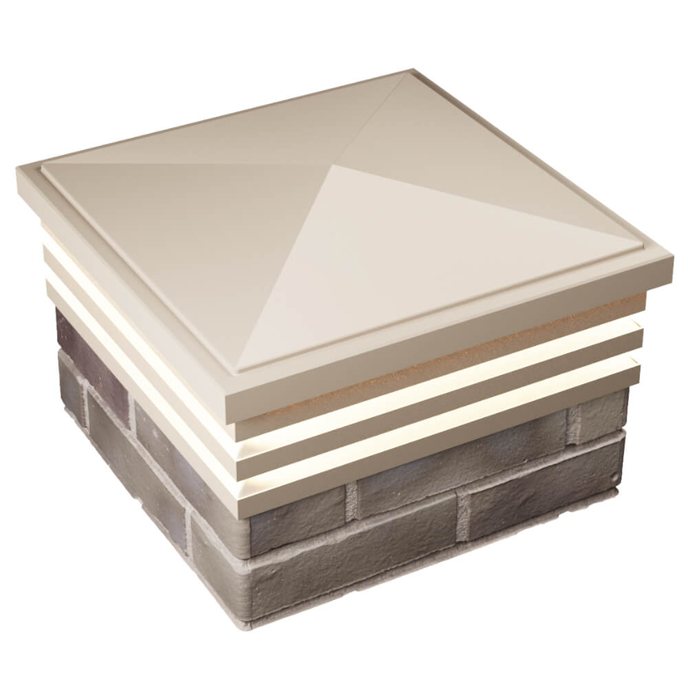 Колпак Zking Бона ХайТек Бежевый на столб 1.5х1.5 кирпича (385х385мм) с подсветкой в Феодосии фото