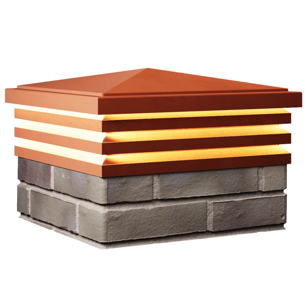 Колпак Zking Бона ХайТек Красный на столб 1.5х1.5 кирпича (385х385мм) с подсветкой в Феодосии фото