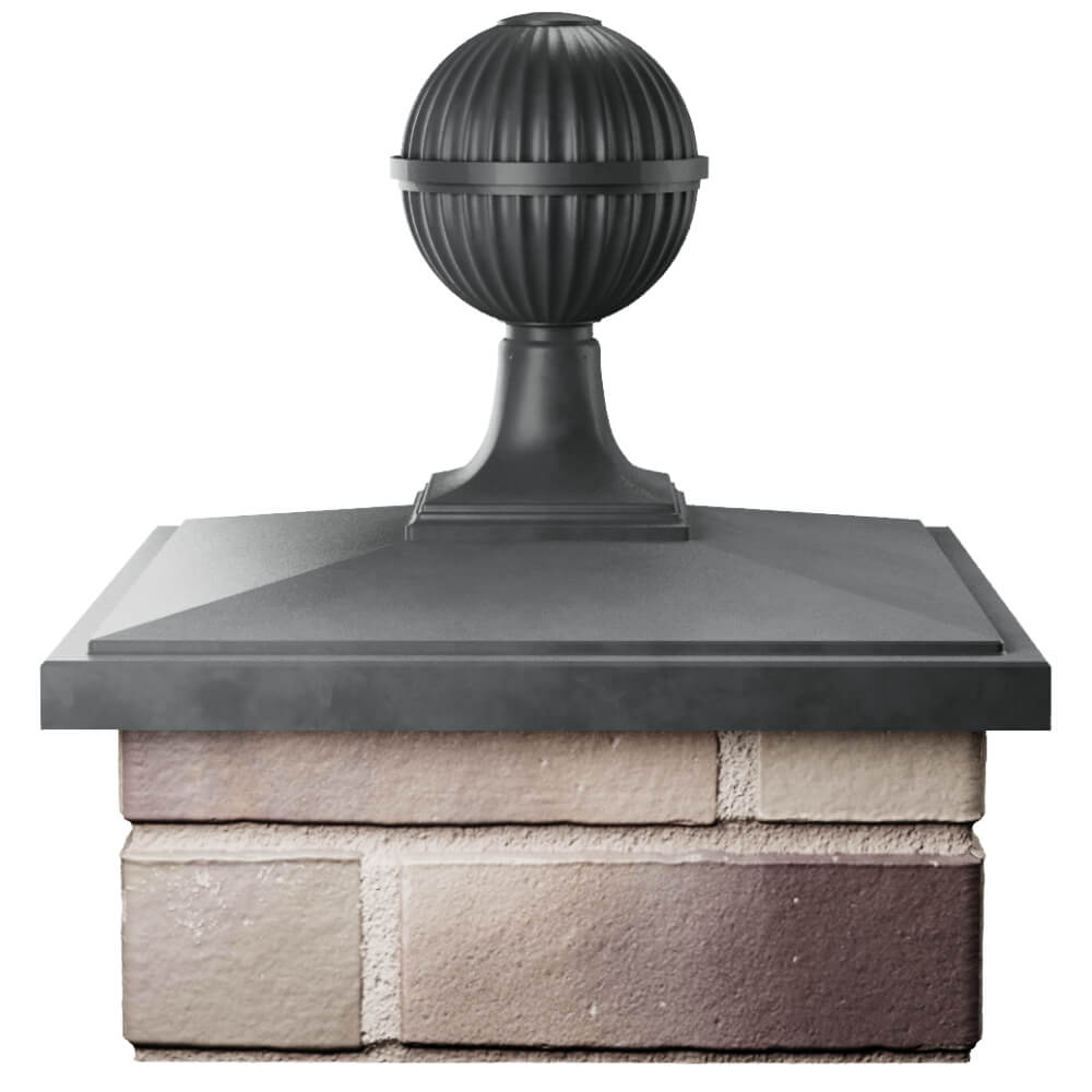 Колпак Zking БонаМоно Серый с шаром на столб 1.5х1.5 кирпича (385х385, 400х400мм) в сборе Феодосия фото