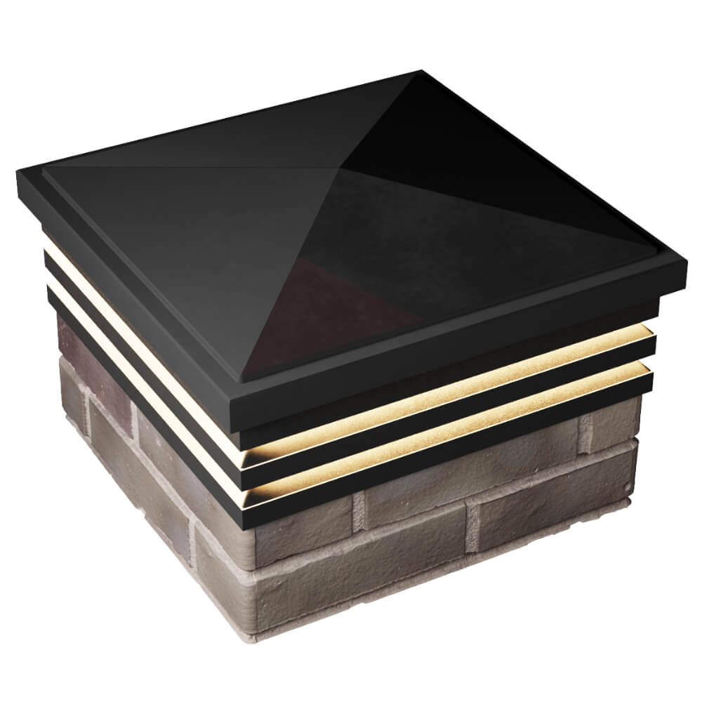 Колпак Zking Бона ХайТек Черный на столб 1.5х1.5 кирпича (385х385мм) с подсветкой в Феодосии фото