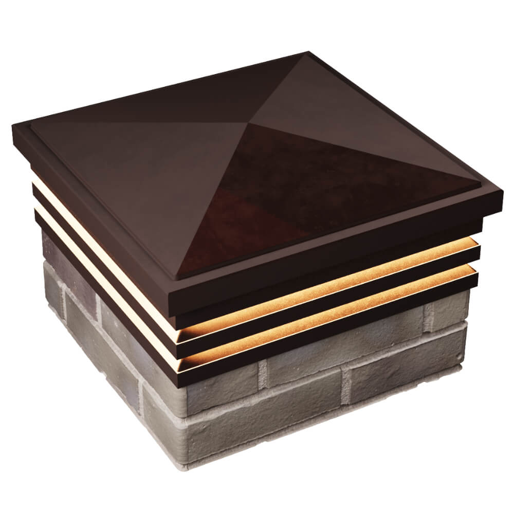 Колпак Zking Бона ХайТек Коричневый на столб 1.5х1.5 кирпича (385х385мм) с подсветкой в Феодосии фото