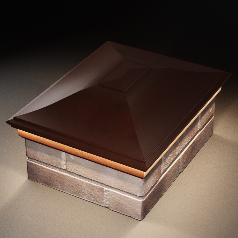 Колпак Zking Монблан Коричневый на столб 2х1.5 кирпича (515х385мм) c подсветкой в Феодосии фото