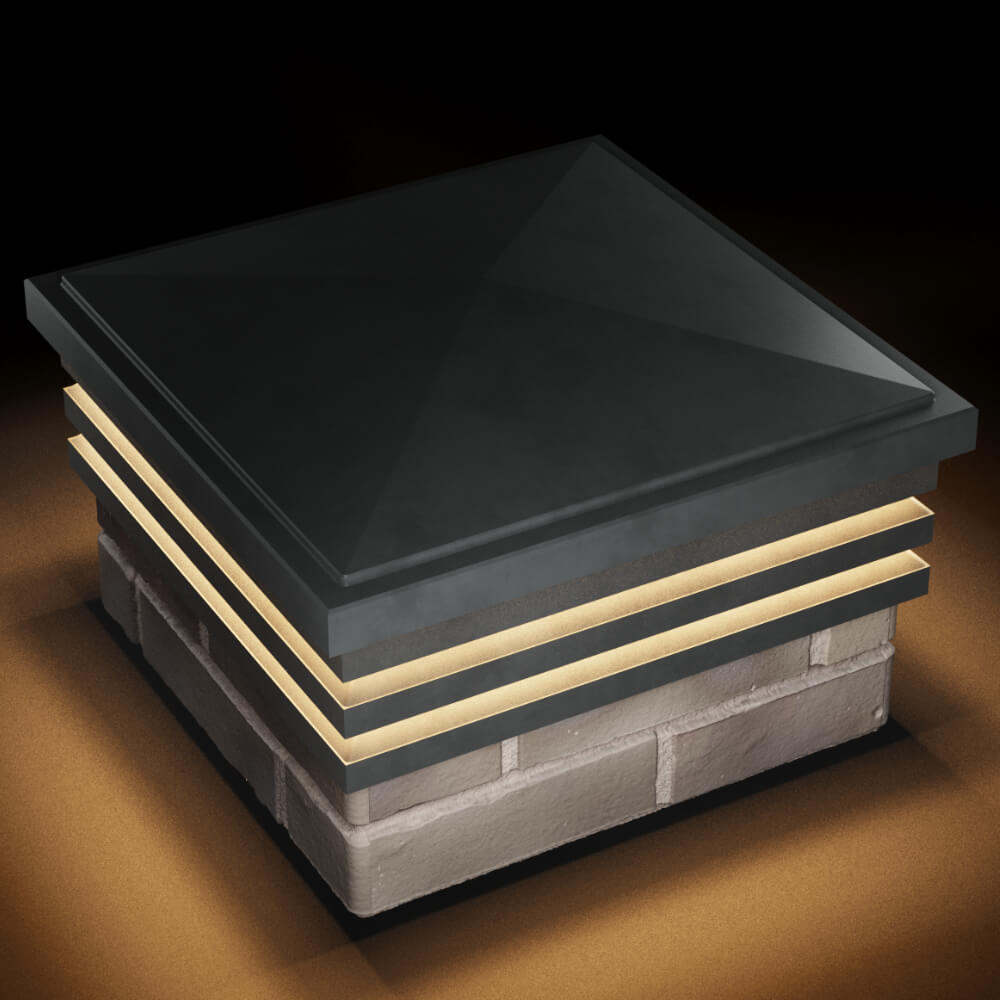 Колпак Zking Бона ХайТек Серый на столб 1.5х1.5 кирпича (385х385мм) с подсветкой в Феодосии фото