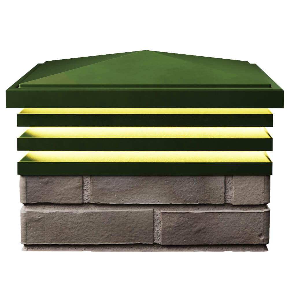 Колпак Zking Бона ХайТек Зеленый на столб 1.5х1.5 кирпича (385х385мм) с подсветкой в Феодосии фото