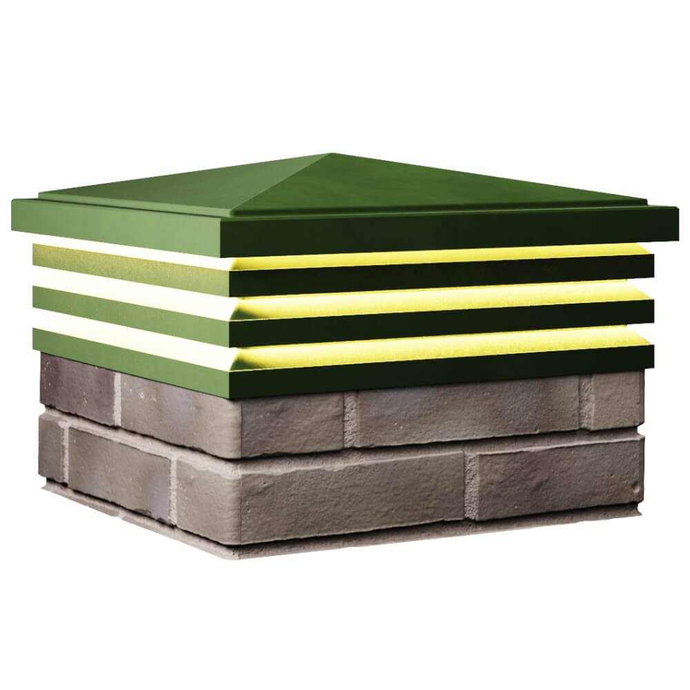 Колпак Zking Бона ХайТек Зеленый на столб 1.5х1.5 кирпича (385х385мм) с подсветкой в Феодосии фото