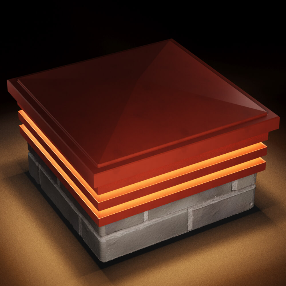 Колпак Zking Бона ХайТек Красный на столб 1.5х1.5 кирпича (385х385мм) с подсветкой в Феодосии фото