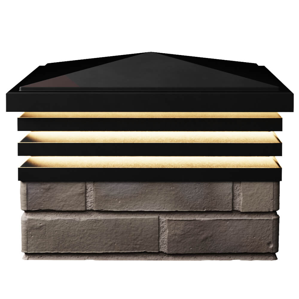 Колпак Zking Бона ХайТек Черный на столб 1.5х1.5 кирпича (385х385мм) с подсветкой в Феодосии фото