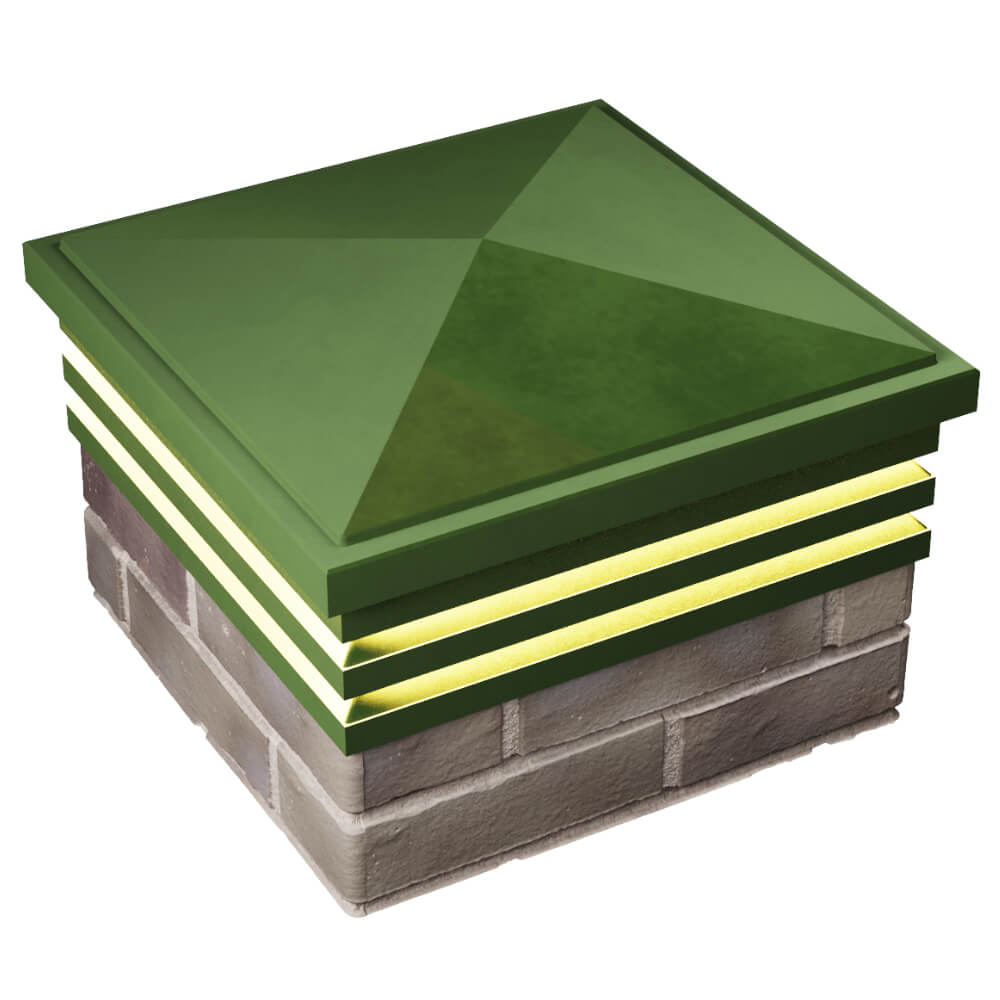 Колпак Zking Бона ХайТек Зеленый на столб 1.5х1.5 кирпича (385х385мм) с подсветкой в Феодосии фото