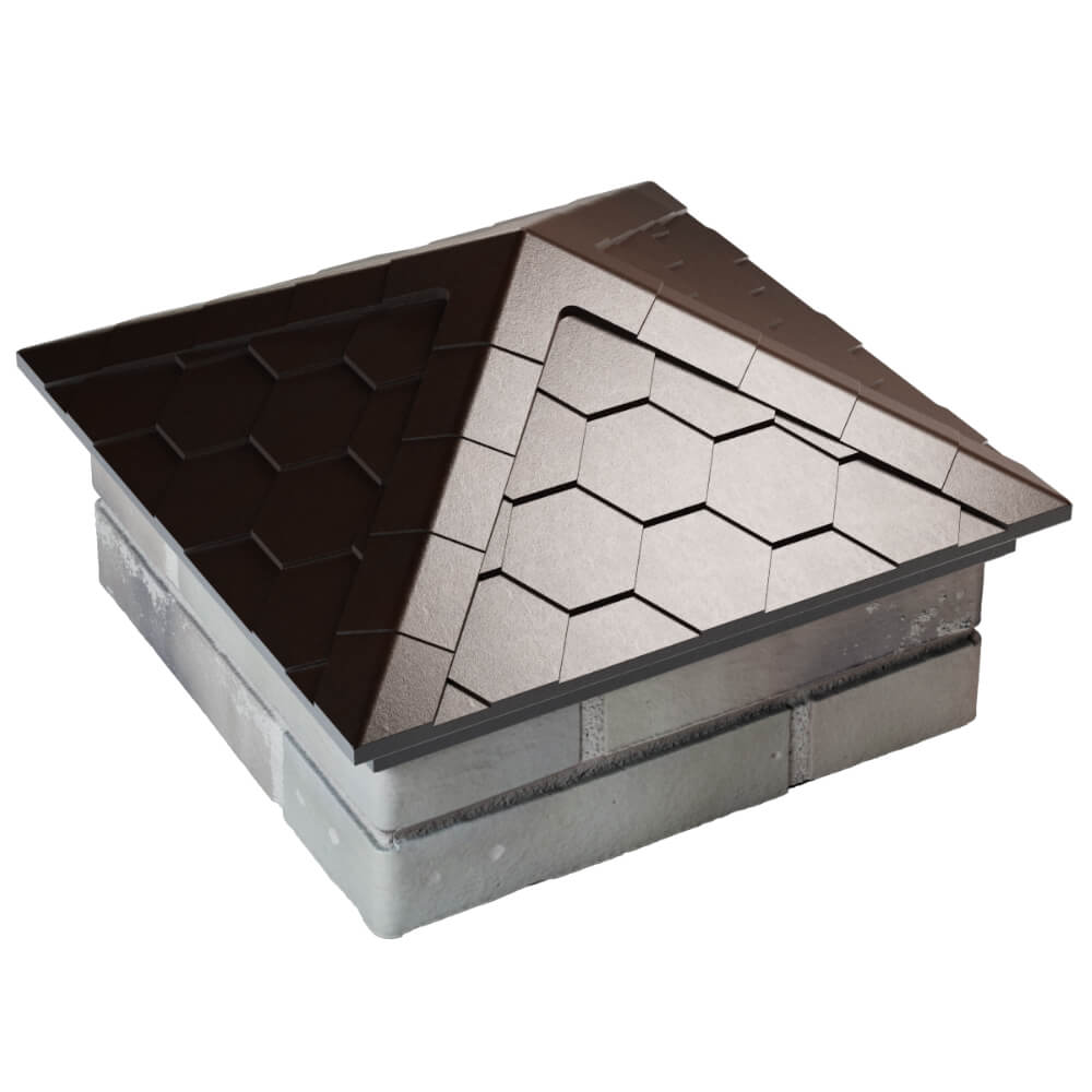 Колпак Zking Эверест Коричневый на столб 1.5х1.5 кирпича (390х390мм) в Феодосии фото