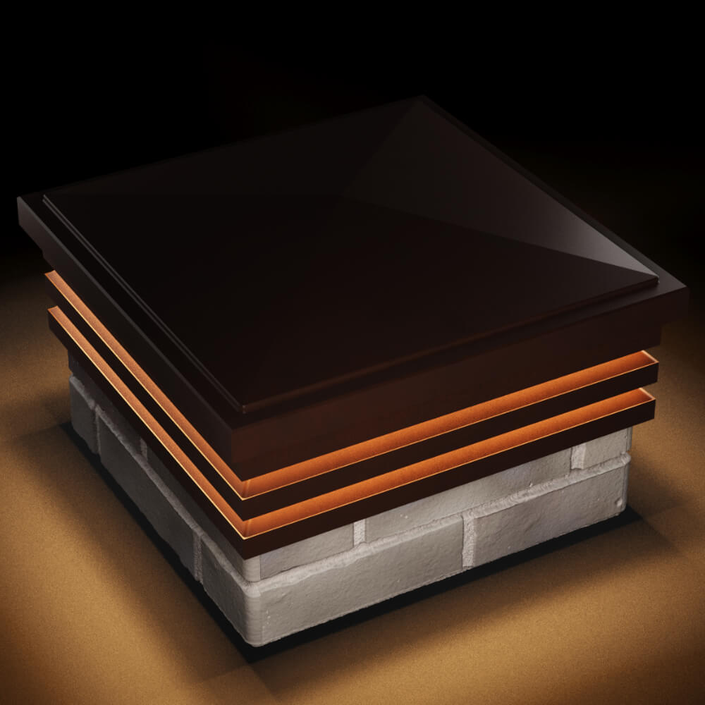 Колпак Zking Бона ХайТек Коричневый на столб 1.5х1.5 кирпича (385х385мм) с подсветкой в Феодосии фото