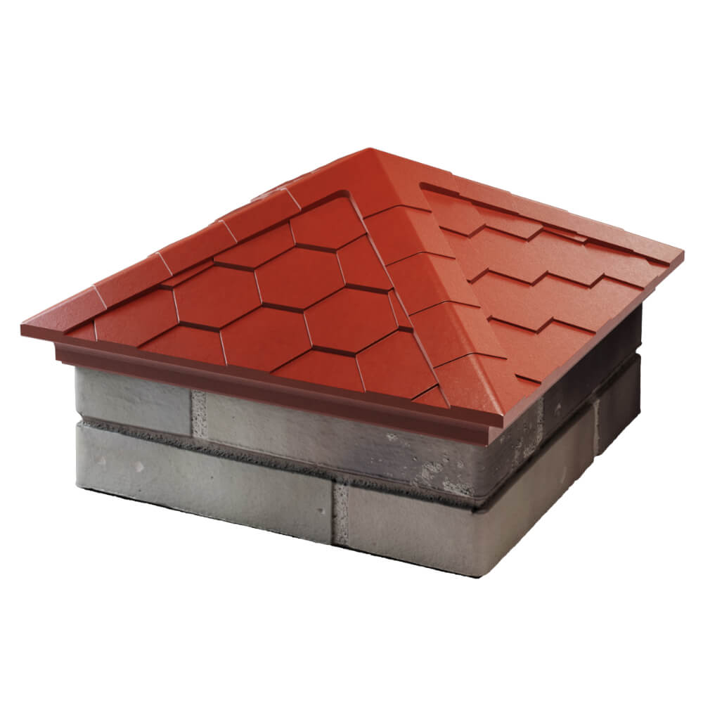 Колпак Zking Эверест Красный на столб 1.5х1.5 кирпича (390х390мм) в Феодосии фото