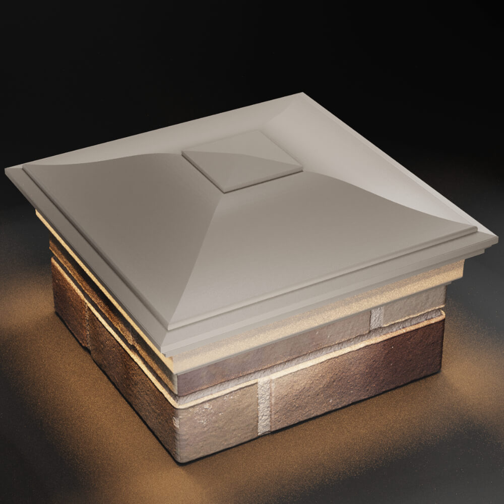 Колпак Zking Монблан Бежевый на столб 1.5х1.5 кирпича (385х385мм) с подсветкой в Феодосии фото