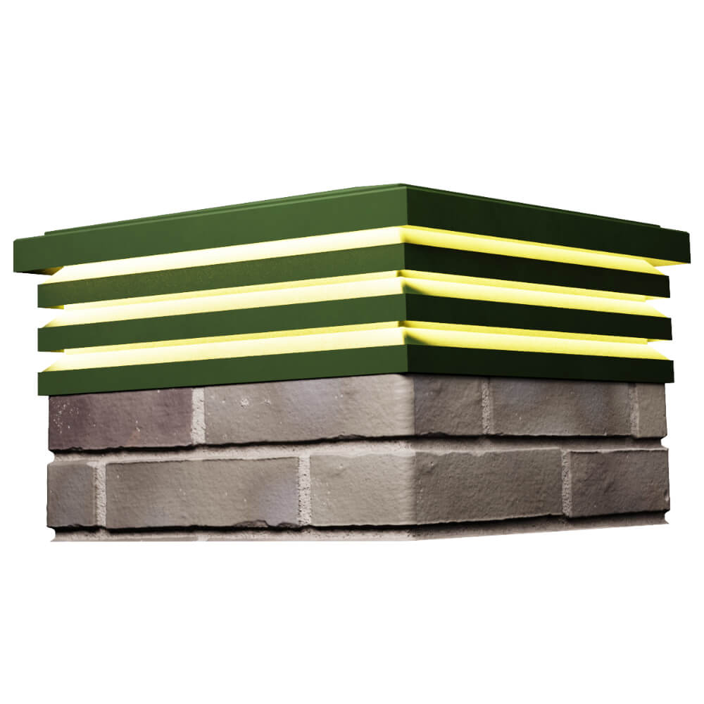 Колпак Zking Бона ХайТек Зеленый на столб 1.5х1.5 кирпича (385х385мм) с подсветкой в Феодосии фото