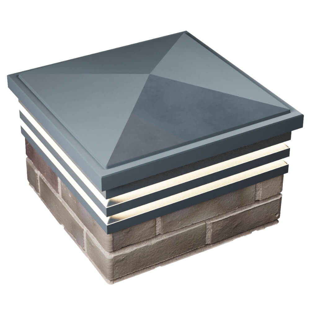 Колпак Zking Бона ХайТек Серый на столб 1.5х1.5 кирпича (385х385мм) с подсветкой в Феодосии фото