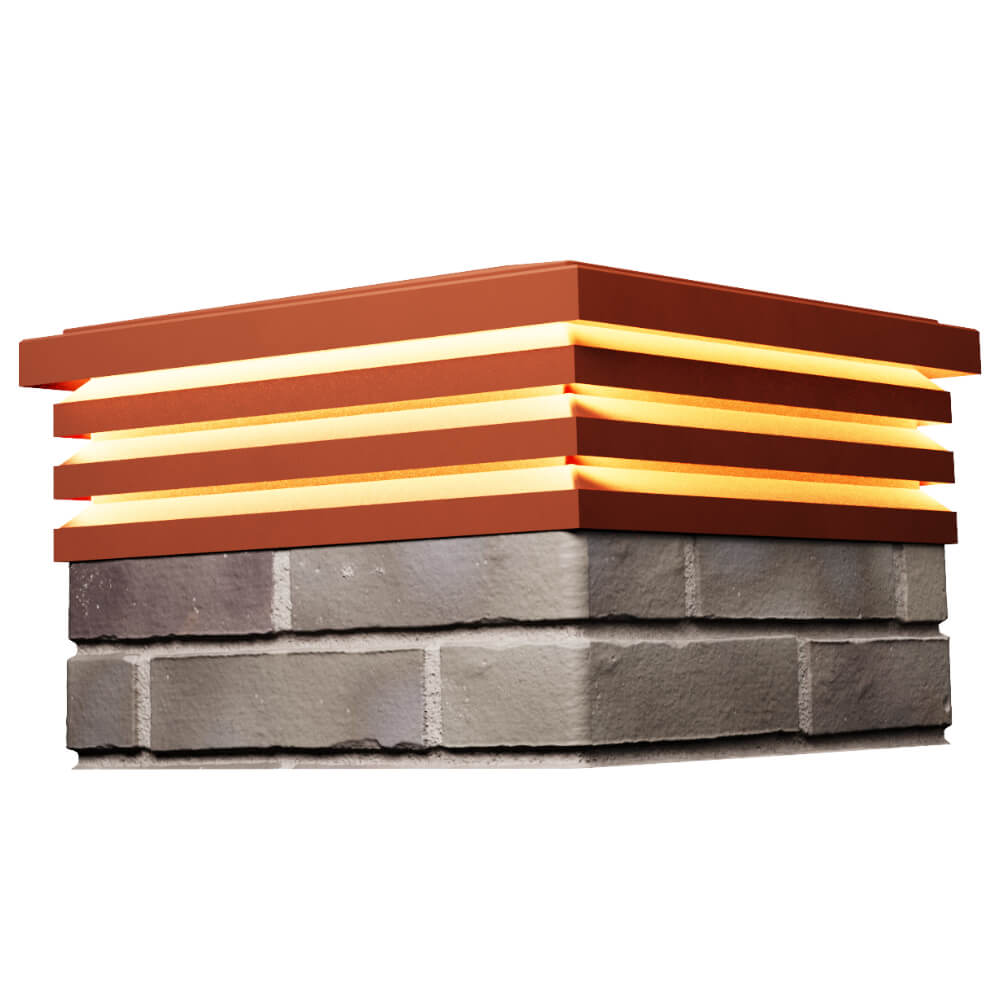 Колпак Zking Бона ХайТек Красный на столб 1.5х1.5 кирпича (385х385мм) с подсветкой в Феодосии фото