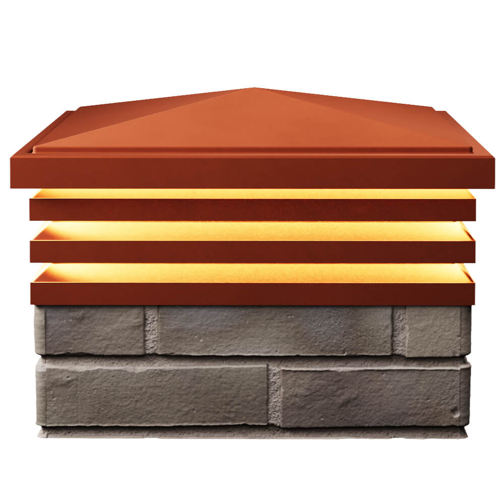 Колпак Zking Бона ХайТек Красный на столб 1.5х1.5 кирпича (385х385мм) с подсветкой в Феодосии фото