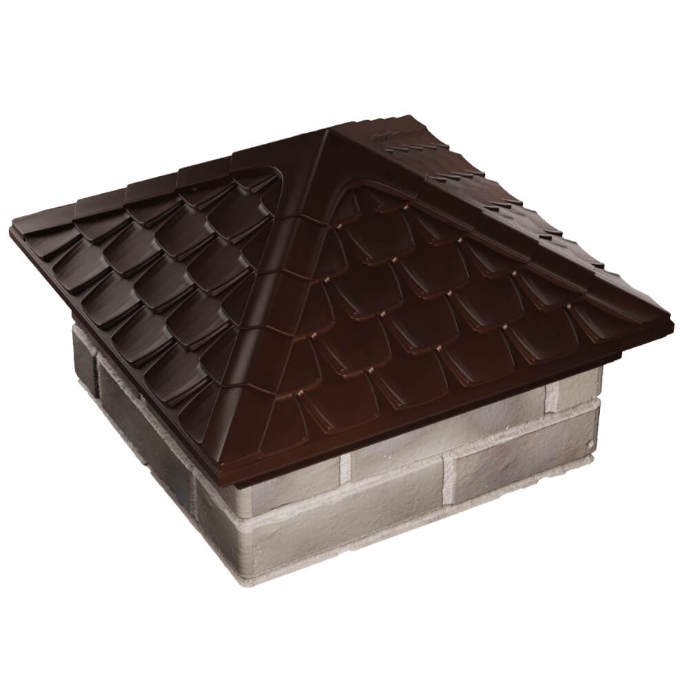 Колпак Zking Эльбрус Коричневый на столб 1.5х1.5 кирпича (385х385мм) в Феодосии фото