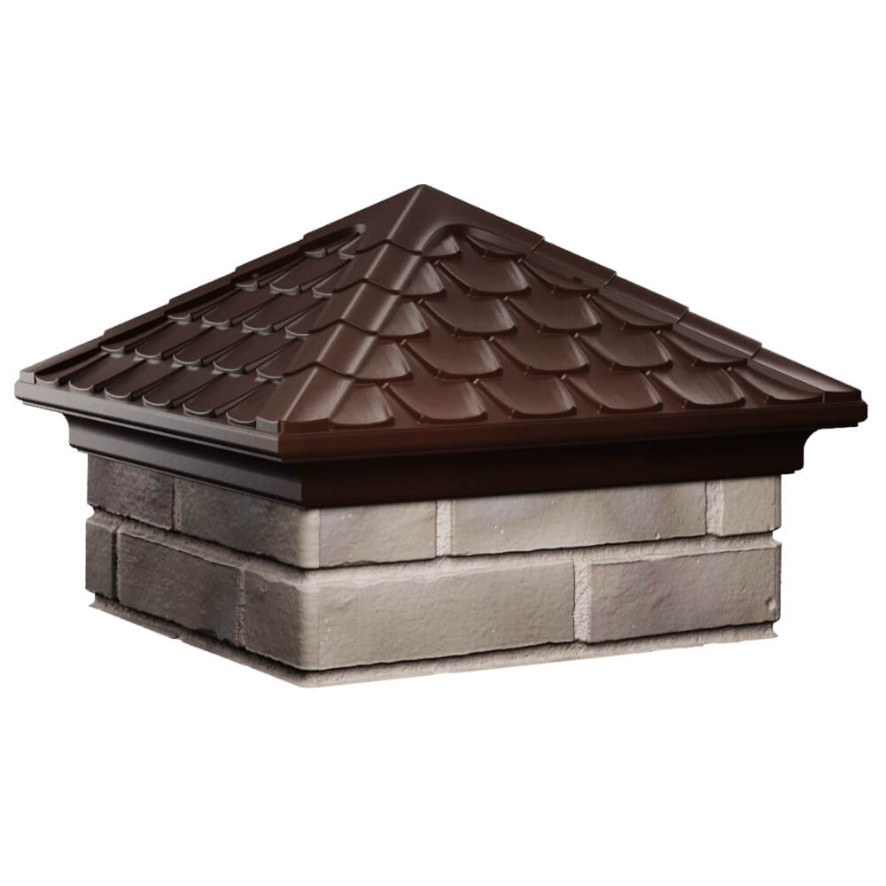 Колпак Zking Эльбрус Коричневый на столб 1.5х1.5 кирпича (385х385мм) в Феодосии фото