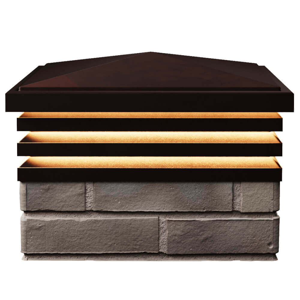 Колпак Zking Бона ХайТек Коричневый на столб 1.5х1.5 кирпича (385х385мм) с подсветкой в Феодосии фото